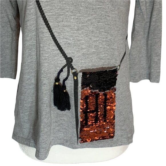 jessica Simpson Collectible Grey T-shirt w/Cell Phone Pocket Sz S - Picture 2 of 10